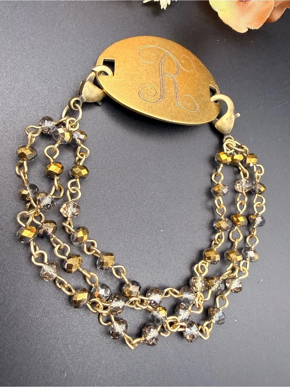 Monogrammed Gold-Tone 'R' Multi-Strand Bracelet - Picture 3 of 6